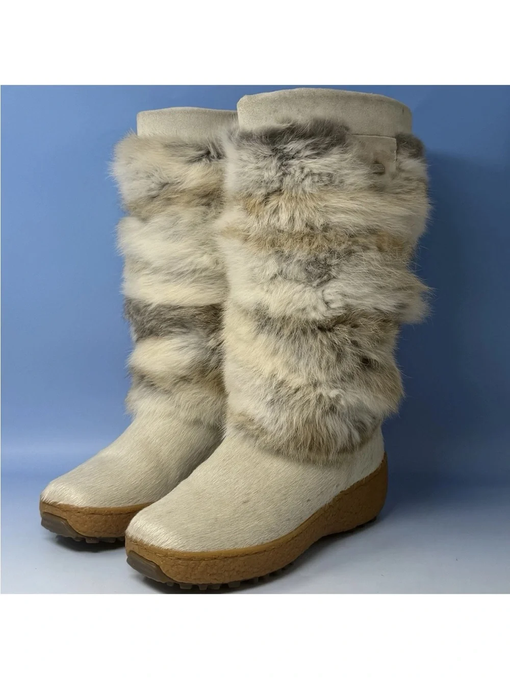 Women's Cream Fur Mid-Calf Winter Boots